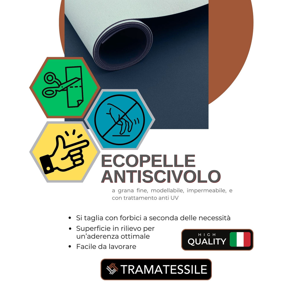 Tessuto ecopelle antiscivolo elasticizzata a grana fine