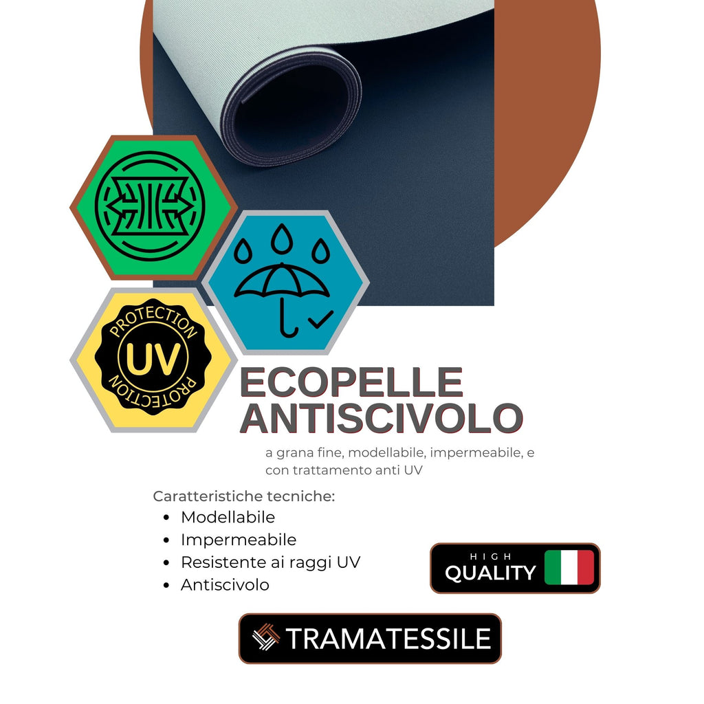 Tessuto ecopelle antiscivolo elasticizzata a grana fine