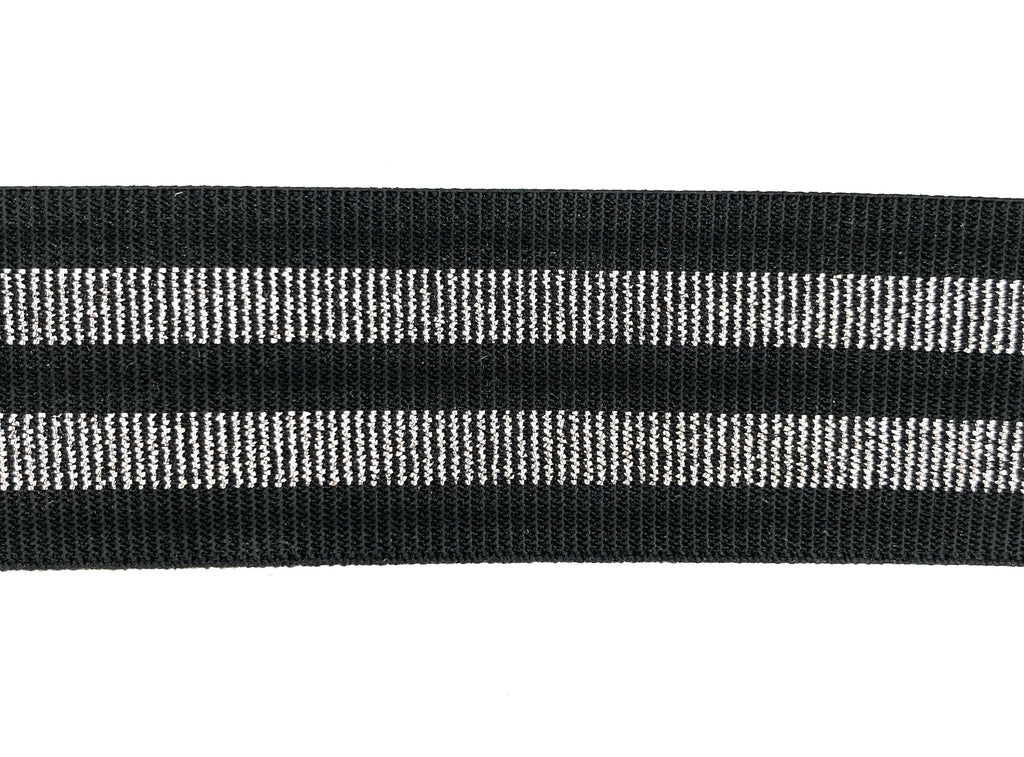 Elastico rigato con lourex 36mm nero e argento