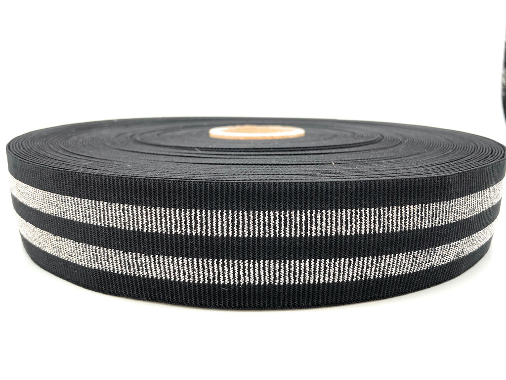 Elastico rigato con lourex 36mm nero e argento