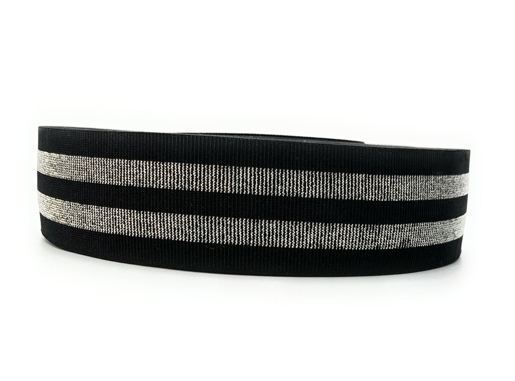 Elastico rigato con lourex 36mm nero e argento