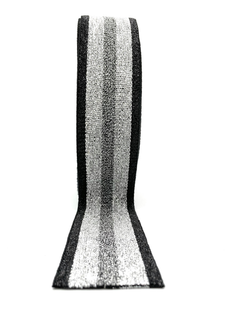 Elastico rigato con lourex 50mm nero e argento