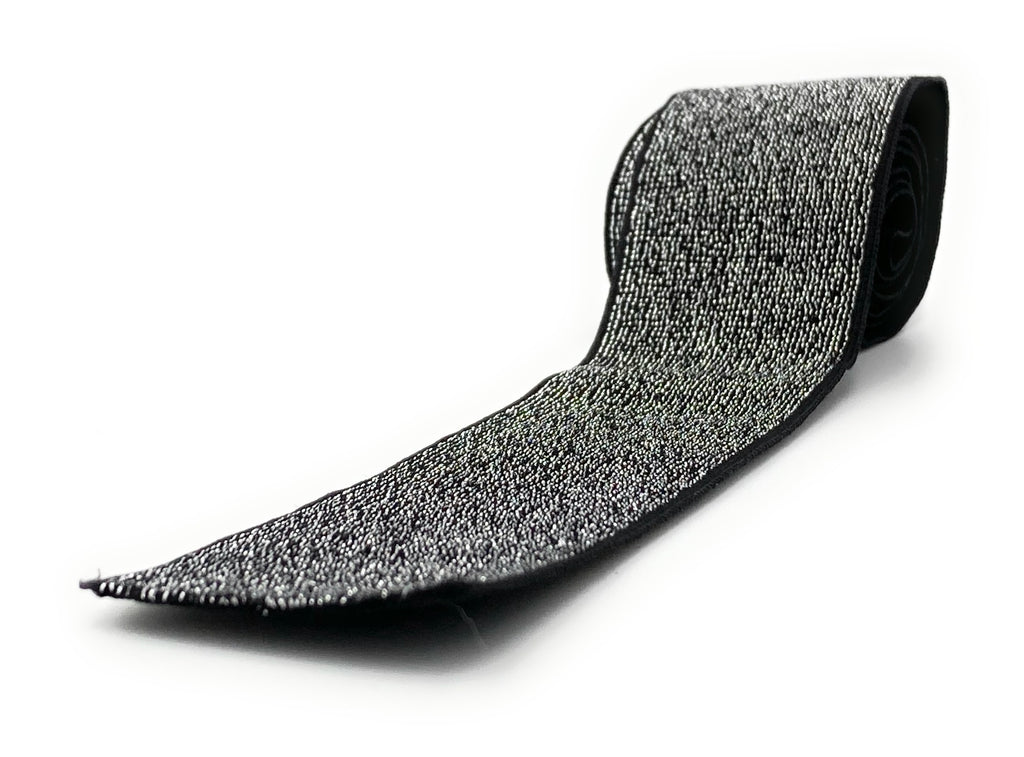 Elastico brillantissimo in lourex Argento con Base Nera 36mm