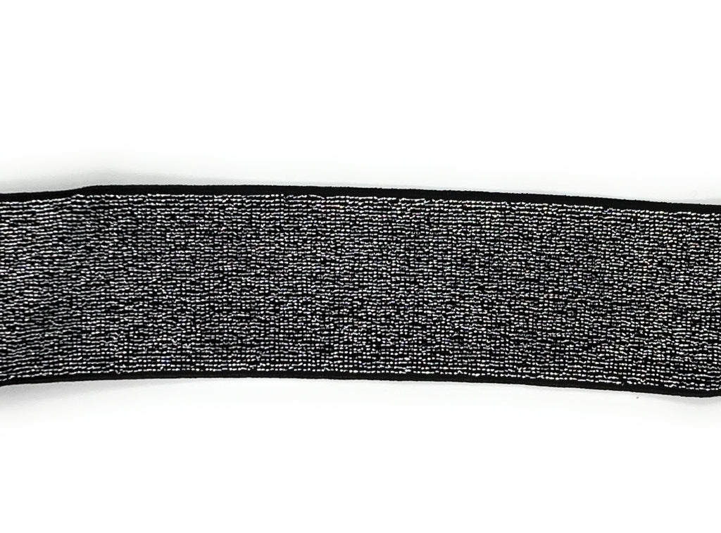 Elastico brillantissimo in lourex Argento con Base Nera 36mm